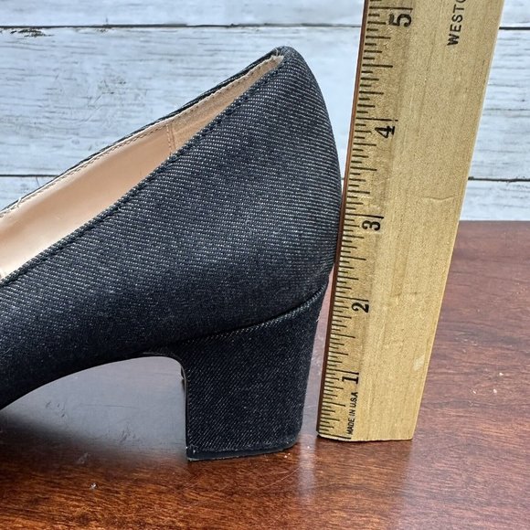 Zara Woman Denim Slip On Block Heel Shoes Rhinestone Pineapple Size 9.5 / 40 - Picture 7 of 9